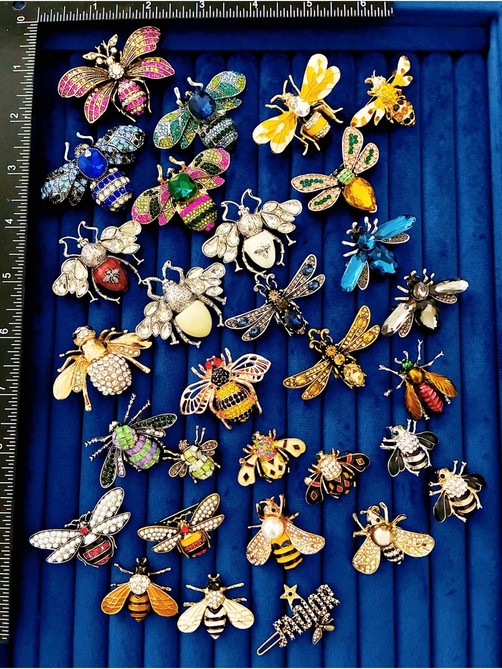 30pc Bee Brooch Pin Lot Rhinestone Pearl Enamel Honey Bee Insect Jewelry